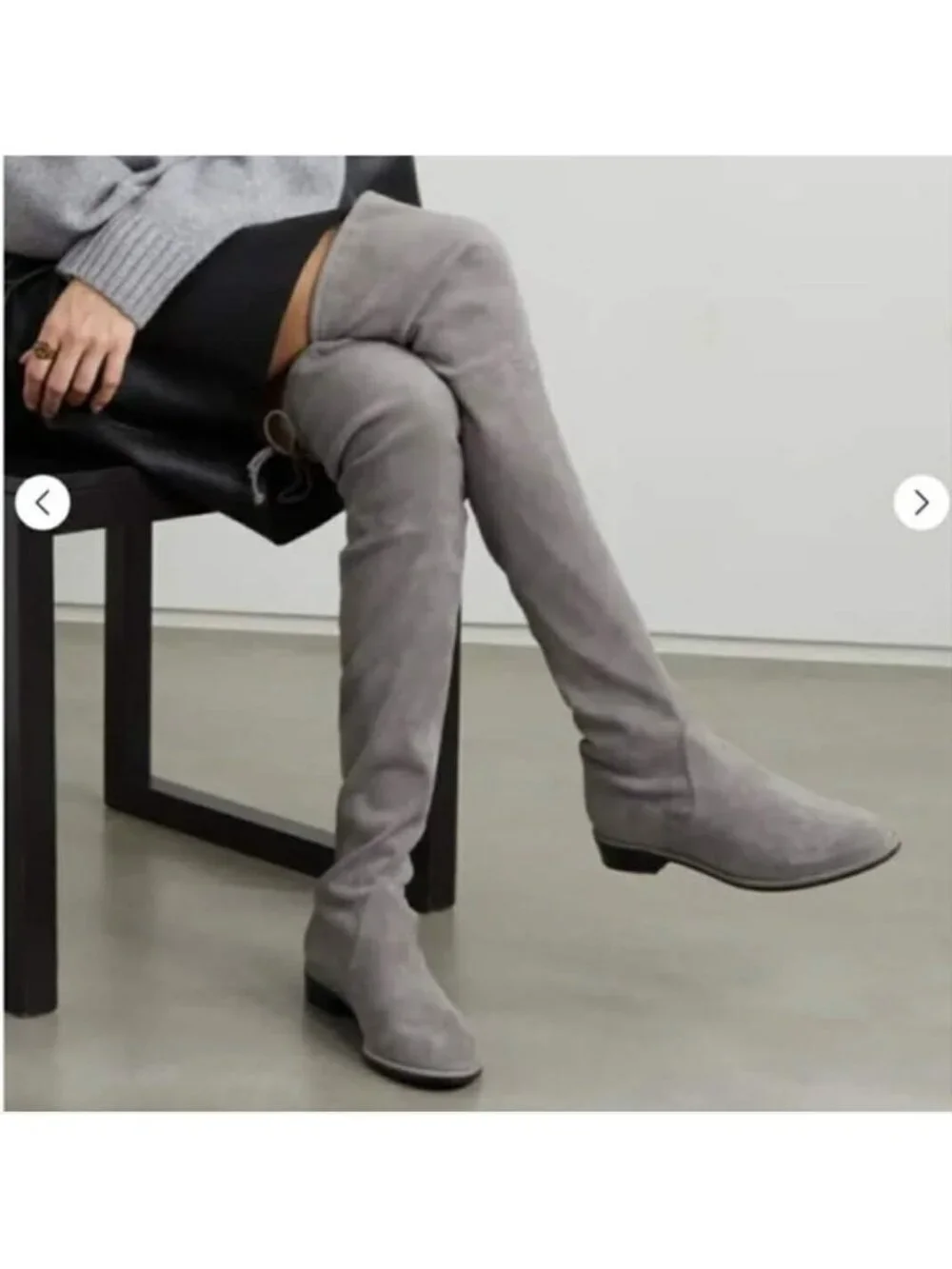 NEW Stuart Weitzman Lowland Over-The-Knee Boots Gray Suede Womens Size 8.5